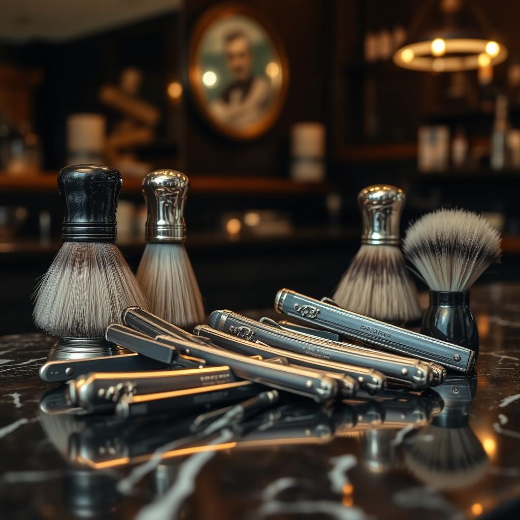 Straight razors and shaving brushes